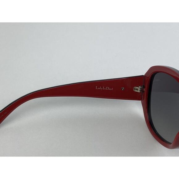 Christian Dior Lady In Dior 1 Back Red Sunglasses Soft Case Logo Round Oversized - Picture 6 of 13
